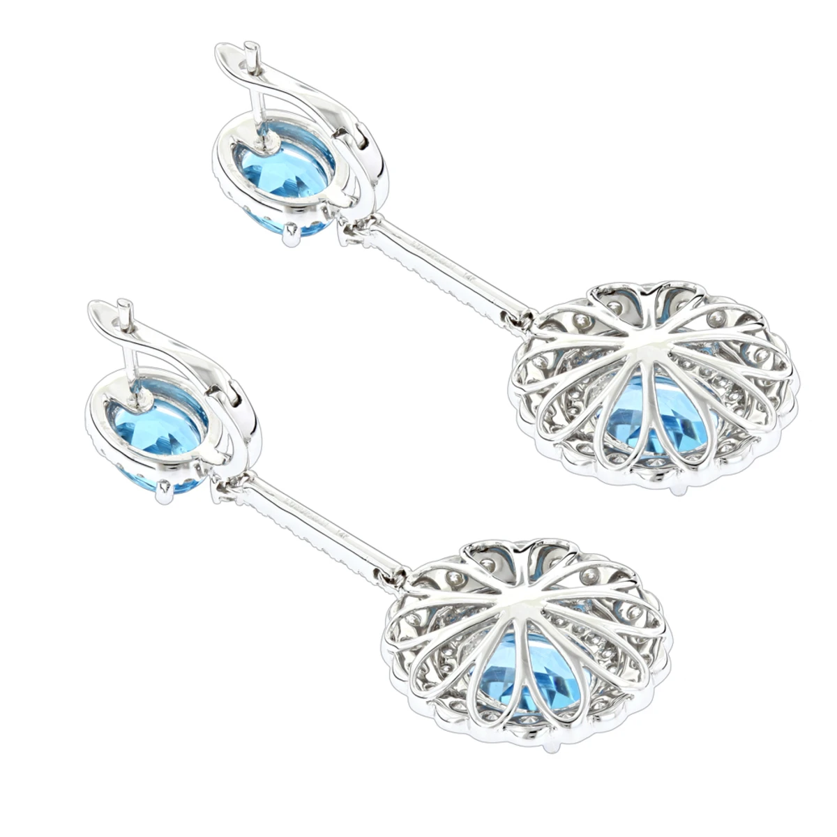 Designer Blue Topaz Diamond Earrings For Women By Luxurman 3.5ct 14K White Gold 6 Designer Blue Topaz Diamond Earrings For Women By Luxurman 3.5ct 14K White Gold - Image 4