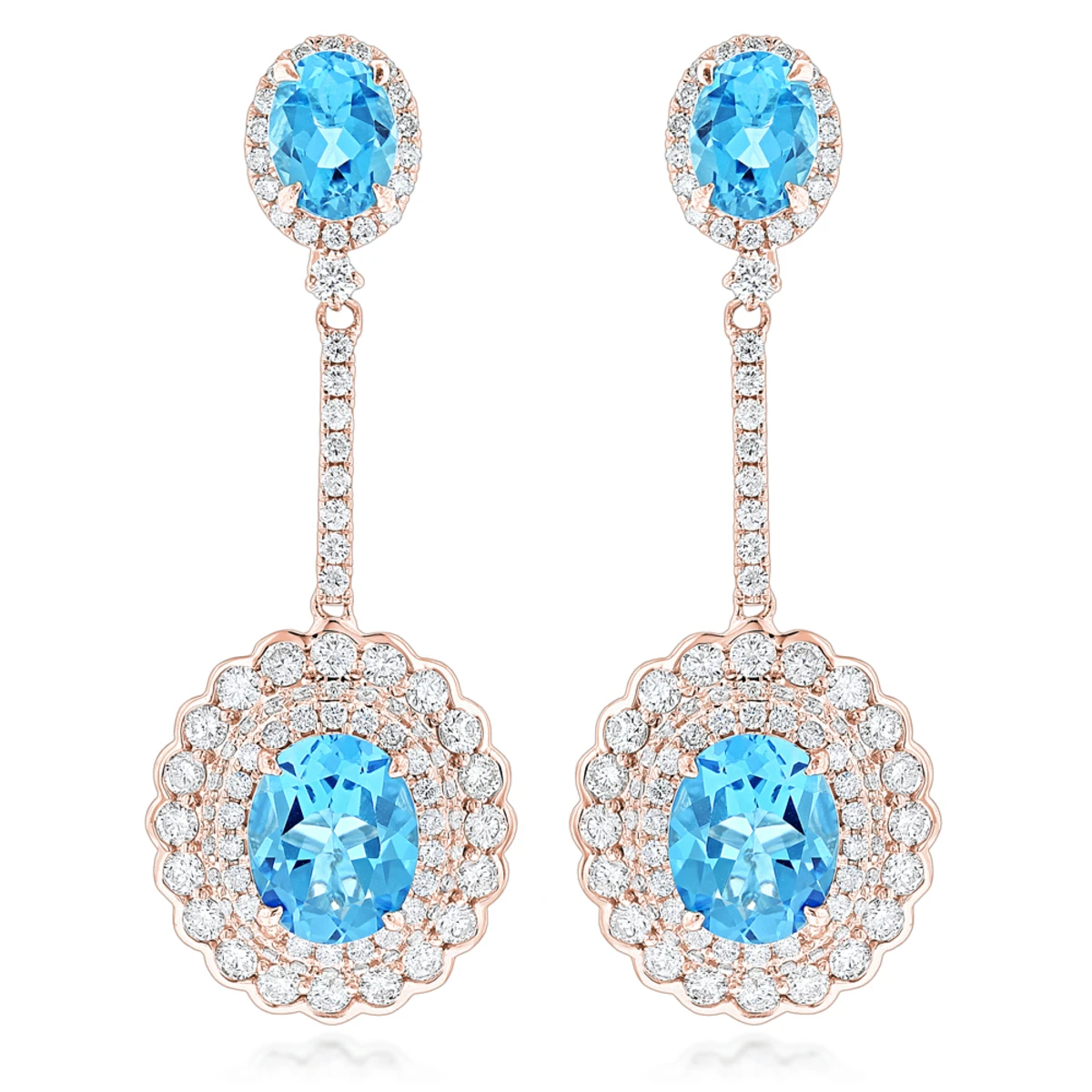 Designer Blue Topaz Diamond Earrings For Women By Luxurman 3.5ct 14K White Gold 5 Designer Blue Topaz Diamond Earrings For Women By Luxurman 3.5ct 14K White Gold - Image 3
