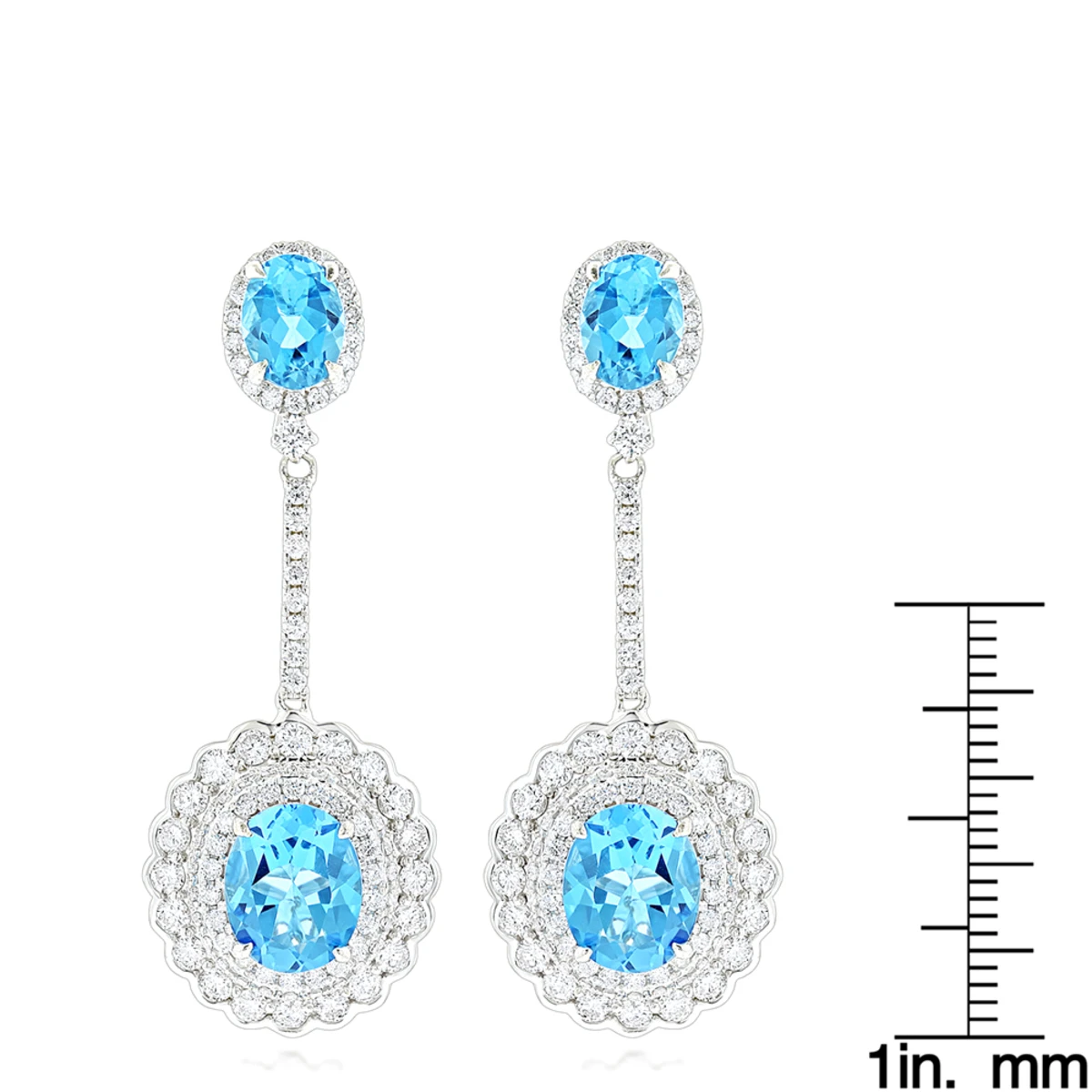 Designer Blue Topaz Diamond Earrings For Women By Luxurman 3.5ct 14K White Gold 8 Designer Blue Topaz Diamond Earrings For Women By Luxurman 3.5ct 14K White Gold - Image 6