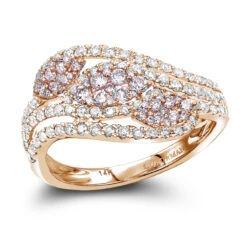 Designer 14K White Gold White Pink Diamond Leafs Cocktail Ring For Women 1c -Its Hot Jewelry Shop designer cocktail rings 14k gold white pink diamond leafs ring for women 1c ro