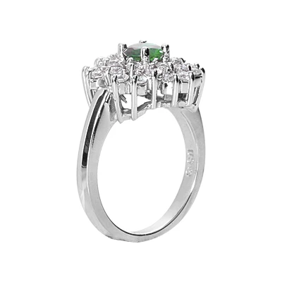 Designer Diamond And Emerald Ring 14K White Gold 0.72ctd 0.50cte 5 Designer Diamond And Emerald Ring 14K White Gold 0.72ctd 0.50cte - Image 3