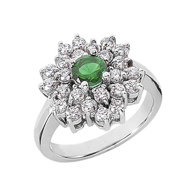 Designer Diamond And Emerald Ring 14K White Gold 0.72ctd 0.50cte 3 Designer Diamond And Emerald Ring 14K White Gold 0.72ctd 0.50cte