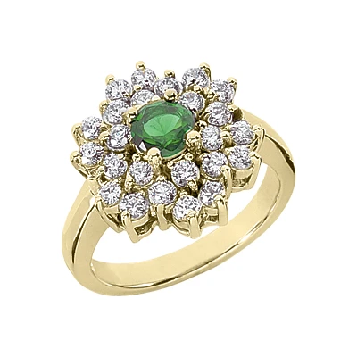 Designer Diamond And Emerald Ring 14K White Gold 0.72ctd 0.50cte 4 Designer Diamond And Emerald Ring 14K White Gold 0.72ctd 0.50cte - Image 2