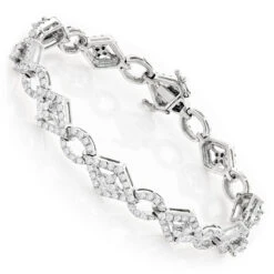 Designer Diamond Bracelet For Women 14K White Gold 4.94ct