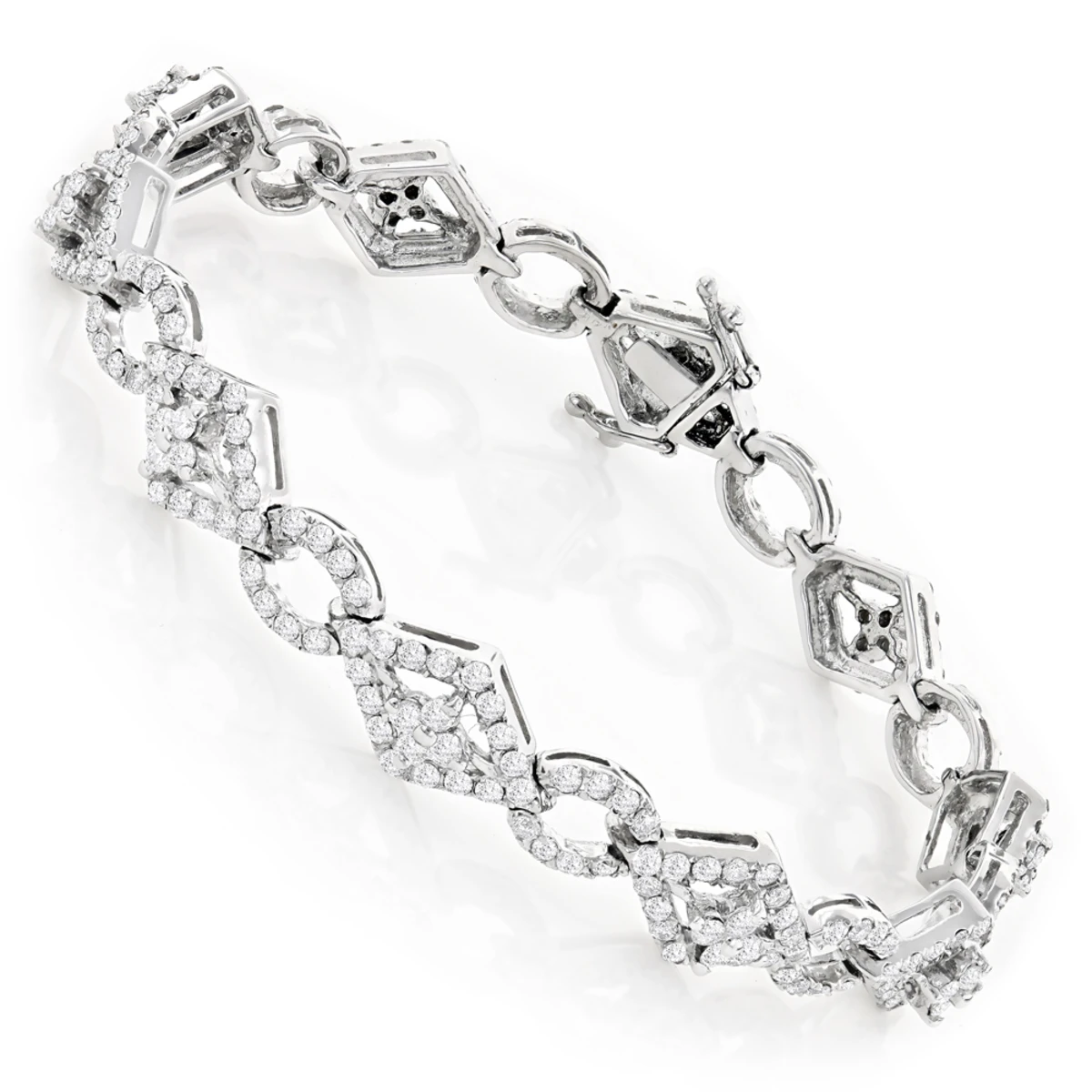 Designer Diamond Bracelet For Women 14K White Gold 4.94ct 3 Designer Diamond Bracelet For Women 14K White Gold 4.94ct