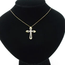 Small Designer Diamond Cross Pendant 0.25ct 10K Yellow Gold -Its Hot Jewelry Shop designer diamond cross pendant 028ct 10k gold 3