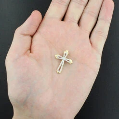 Small Designer Diamond Cross Pendant 0.25ct 10K Yellow Gold -Its Hot Jewelry Shop designer diamond cross pendant 028ct 10k gold 4