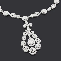 Designer Diamond Flower Necklace 14.88ct 18K White Gold -Its Hot Jewelry Shop designer diamond flower necklace 1488ct 18k gold p 46823back