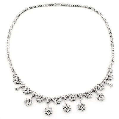 Designer Diamond Flower Necklace 3.25ct 14K White Gold 3 Designer Diamond Flower Necklace 3.25ct 14K White Gold