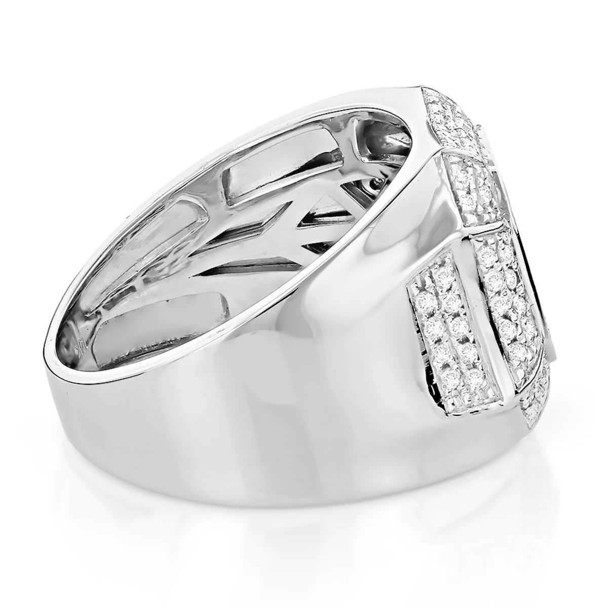 Designer Diamond 14K White Gold Ring For Men By Luxurman 6 Designer Diamond 14K White Gold Ring For Men By Luxurman - Image 4