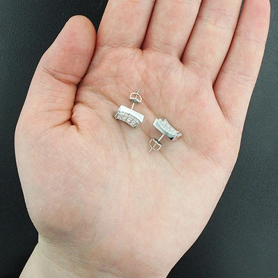 Square Diamond Stud Earrings For Men And Women 14K White Gold 1.2ct Pave Diamonds 6 Square Diamond Stud Earrings For Men And Women 14K White Gold 1.2ct Pave Diamonds - Image 4