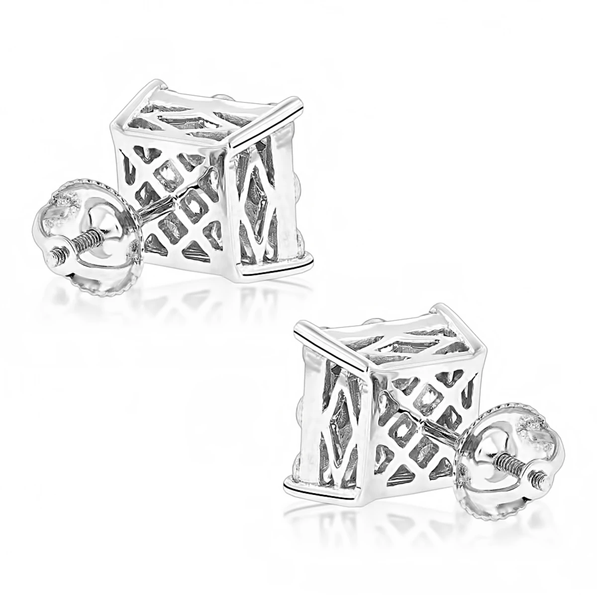 Designer Diamond Stud Earrings For Less 1.75ct 14K White Gold 6 Designer Diamond Stud Earrings For Less 1.75ct 14K White Gold - Image 4