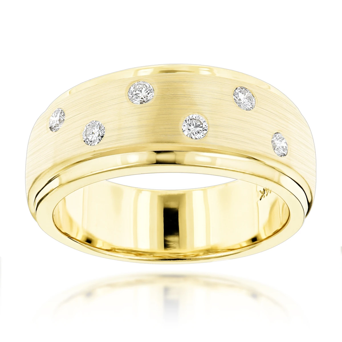 Designer Diamond Wedding Bands 14K Yellow Gold Men's Diamond Ring 0.35ct 3 Designer Diamond Wedding Bands 14K Yellow Gold Men's Diamond Ring 0.35ct