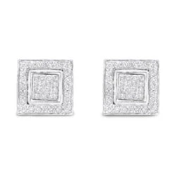Designer Earrings 14K White Gold Diamond Earrings Studs 1.24