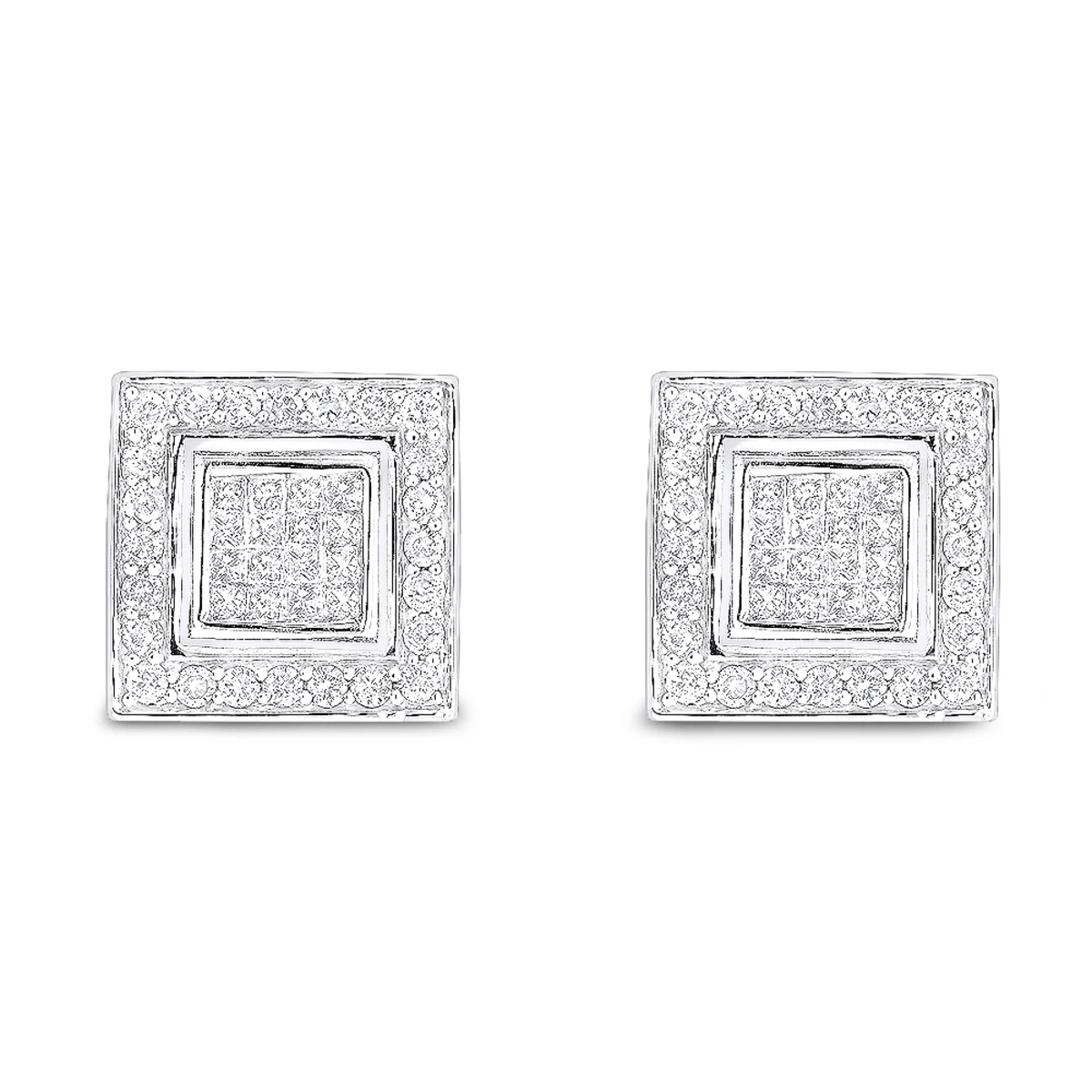 Designer Earrings 14K White Gold Diamond Earrings Studs 1.24 3 Designer Earrings 14K White Gold Diamond Earrings Studs 1.24