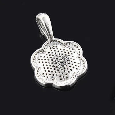 Designer Flower Pendant With Black And White Diamonds 0.70ct 14K White Gold 4 Designer Flower Pendant With Black And White Diamonds 0.70ct 14K White Gold - Image 2