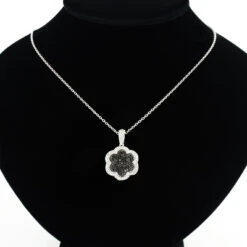 Designer Flower Pendant With Black And White Diamonds 0.70ct 14K White Gold 8 Designer Flower Pendant With Black And White Diamonds 0.70ct 14K White Gold -Its Hot Jewelry Shop designer flower pendant with black and white diamonds 070ct 14k 3
