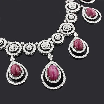 Designer Gemstone & Diamond Ruby Necklace 18K White Gold 36.26ct 74.83 4 Designer Gemstone & Diamond Ruby Necklace 18K White Gold 36.26ct 74.83 - Image 2