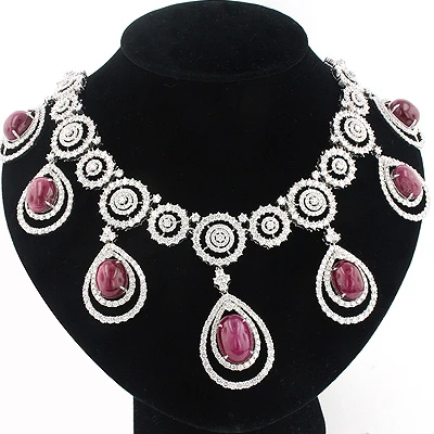 Designer Gemstone & Diamond Ruby Necklace 18K White Gold 36.26ct 74.83 5 Designer Gemstone & Diamond Ruby Necklace 18K White Gold 36.26ct 74.83 - Image 3