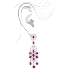 14K White Gold Designer Chandelier Ruby Diamond Earrings By Luxurman -Its Hot Jewelry Shop designer jewelry chandelier ruby diamond earrings by luxurman 14k gold bodwh