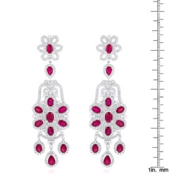 14K White Gold Designer Chandelier Ruby Diamond Earrings By Luxurman -Its Hot Jewelry Shop designer jewelry chandelier ruby diamond earrings by luxurman 14k gold rulerwh