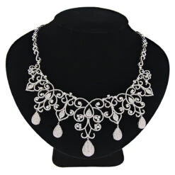 Designer Ladies Diamond Chandelier Necklace By Luccello 18K White Gold -Its Hot Jewelry Shop designer ladies diamond necklaces chandelier necklace by luccello 18k gold bod