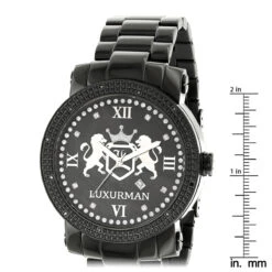 Large Designer Luxurman Phantom Black Diamond Watch For Men 0.12ct -Its Hot Jewelry Shop designer large watches luxurman phatom black diamond watch for men 012ct ruler