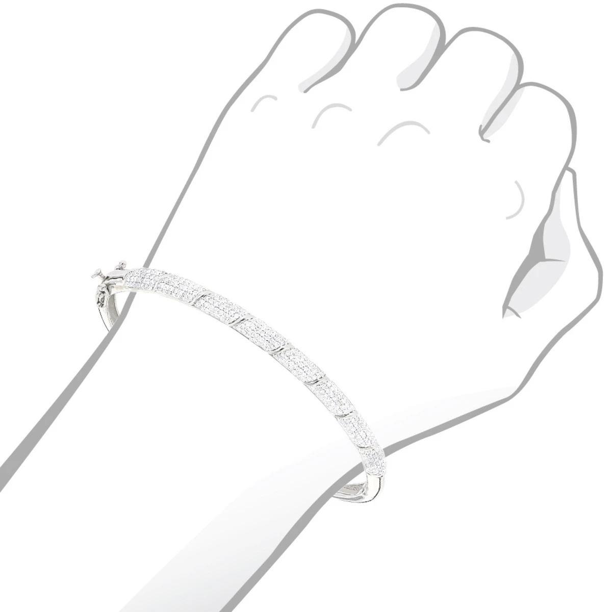 Designer Luxurman 14K White Gold Pave Diamond Bangle Bracelet For Women 1.25ct 7 Designer Luxurman 14K White Gold Pave Diamond Bangle Bracelet For Women 1.25ct - Image 5