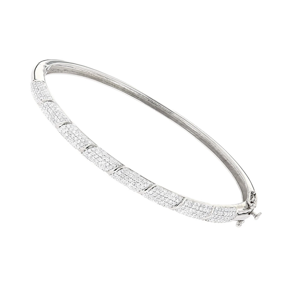 Designer Luxurman 14K White Gold Pave Diamond Bangle Bracelet For Women 1.25ct 3 Designer Luxurman 14K White Gold Pave Diamond Bangle Bracelet For Women 1.25ct