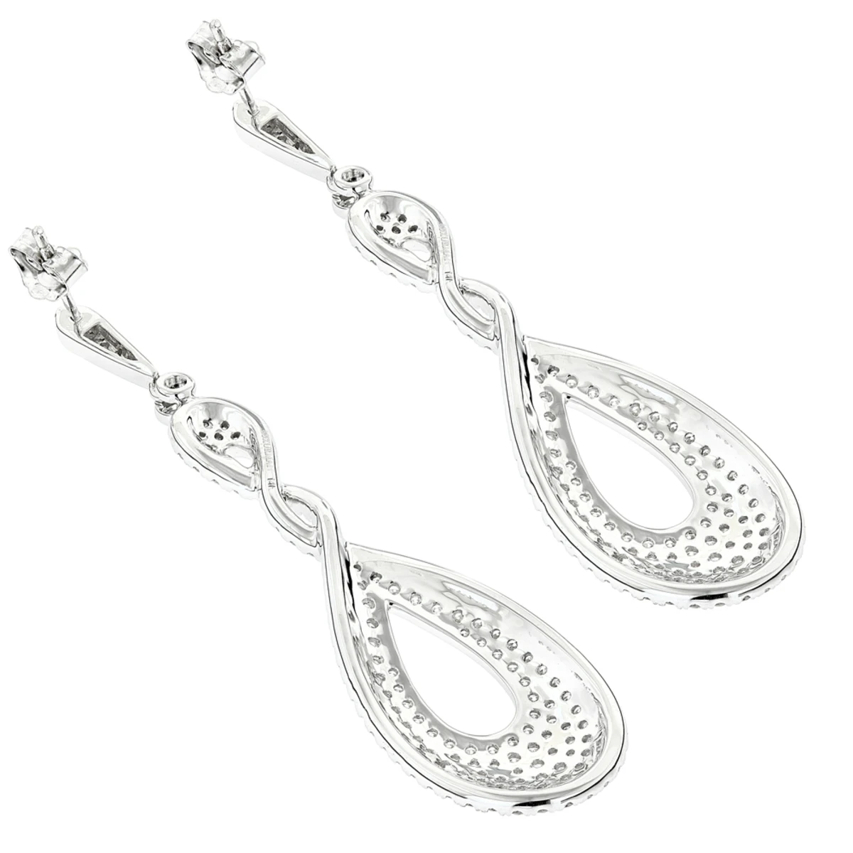 Designer Luxurman Diamond Drop Swirl Earrings For Women 3.5ct 14K White Gold 6 Designer Luxurman Diamond Drop Swirl Earrings For Women 3.5ct 14K White Gold - Image 4