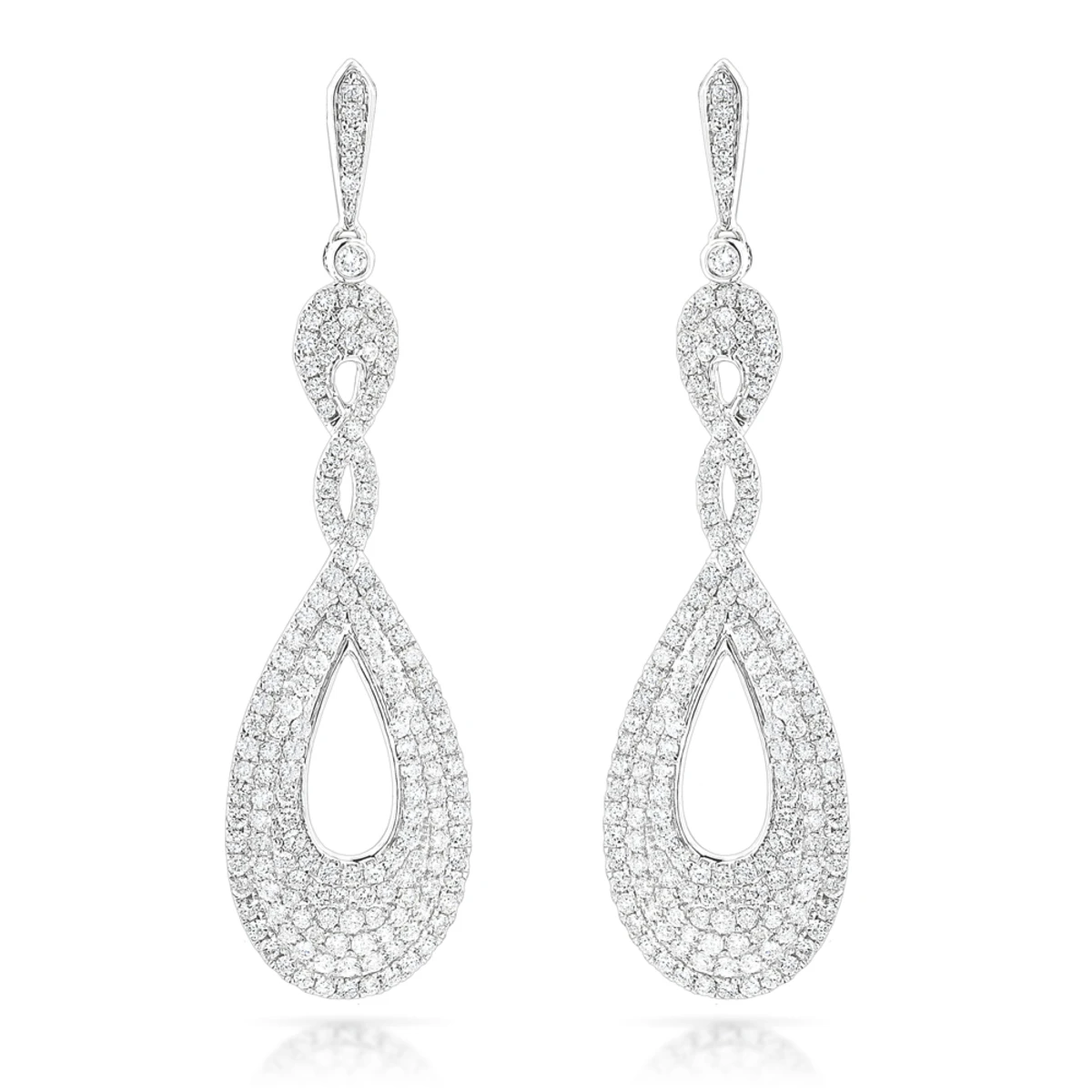 Designer Luxurman Diamond Drop Swirl Earrings For Women 3.5ct 14K White Gold 3 Designer Luxurman Diamond Drop Swirl Earrings For Women 3.5ct 14K White Gold