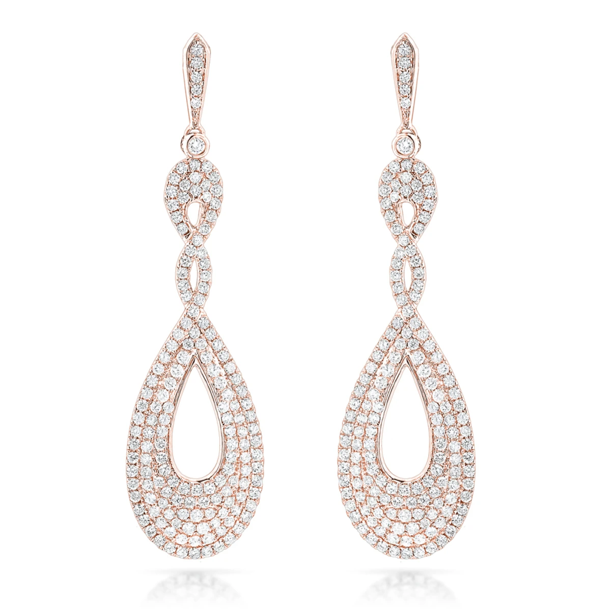 Designer Luxurman Diamond Drop Swirl Earrings For Women 3.5ct 14K White Gold 5 Designer Luxurman Diamond Drop Swirl Earrings For Women 3.5ct 14K White Gold - Image 3