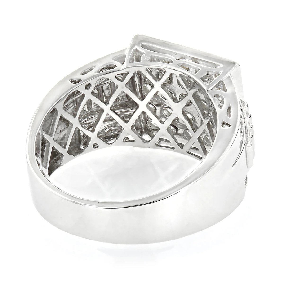 Designer 14K White Gold Men's Diamond Ring 1.8ct 6 Designer 14K White Gold Men's Diamond Ring 1.8ct - Image 4