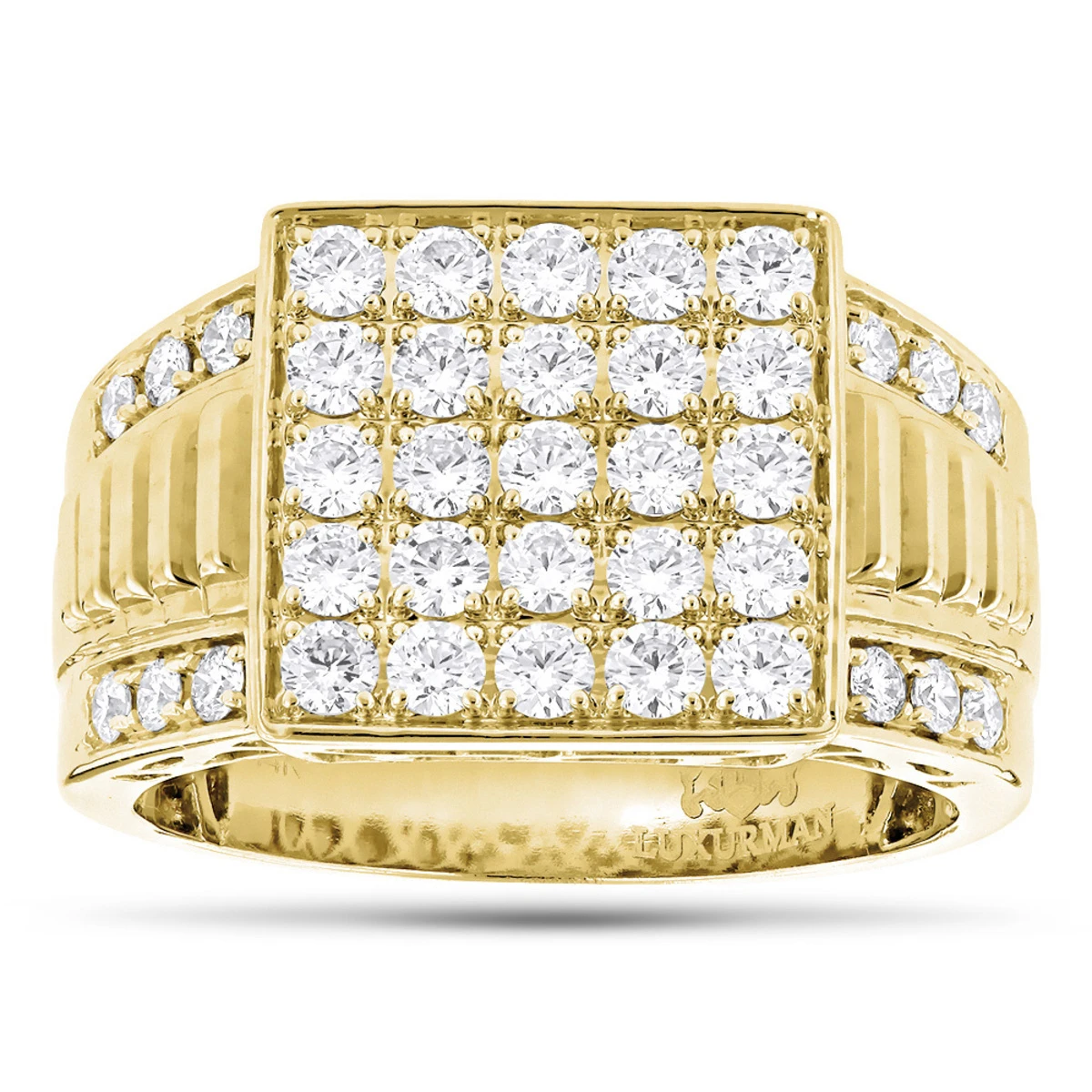 Designer 14K White Gold Men's Diamond Ring 1.8ct 4 Designer 14K White Gold Men's Diamond Ring 1.8ct - Image 2