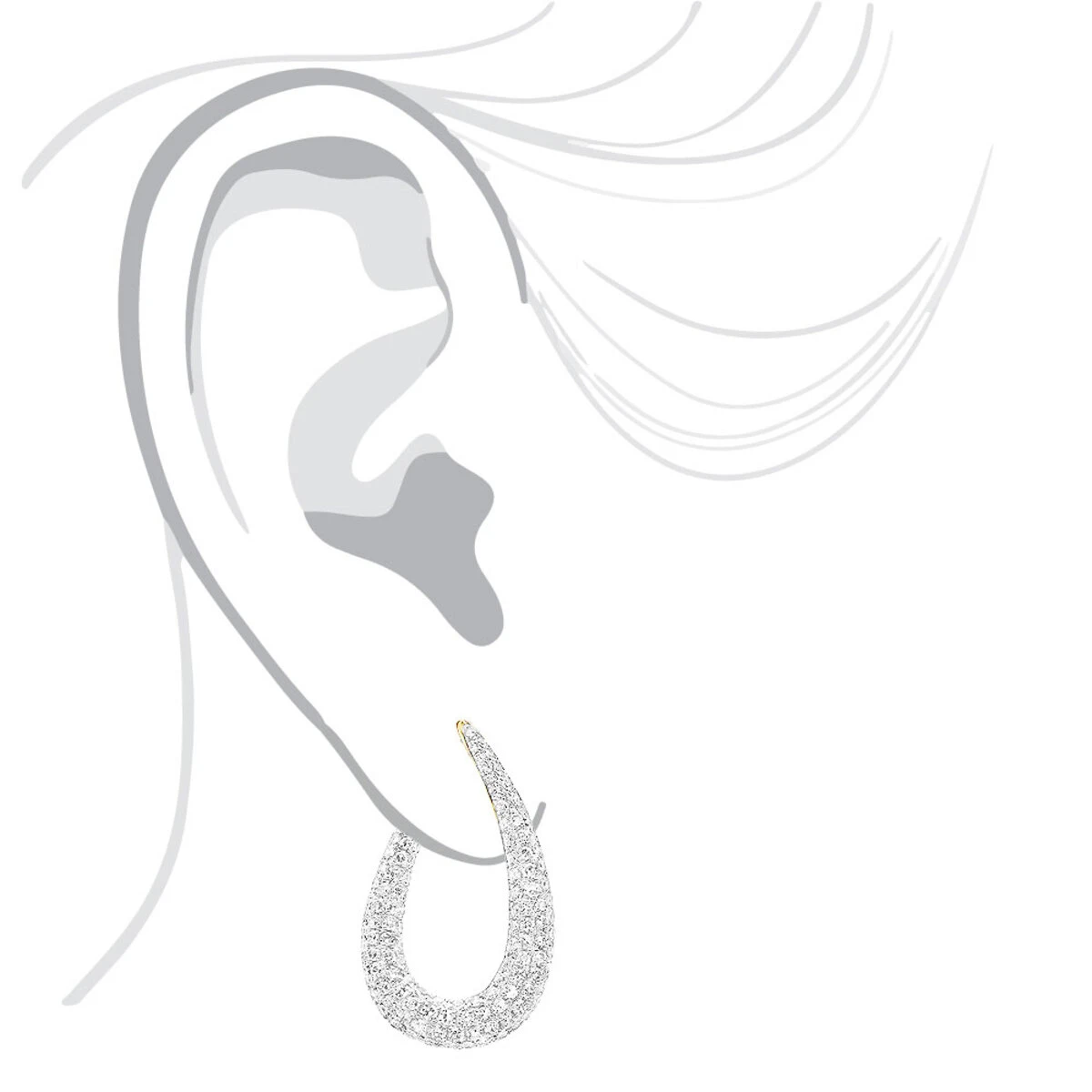 Designer Pave Diamond Teardrop Hoop Earrings For Women 14K Yellow Gold 1.8ct 6 Designer Pave Diamond Teardrop Hoop Earrings For Women 14K Yellow Gold 1.8ct - Image 4