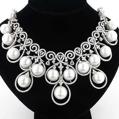 18K White Gold Luccello Pearl Necklace With Diamonds 17.96ct 5 18K White Gold Luccello Pearl Necklace With Diamonds 17.96ct - Image 3