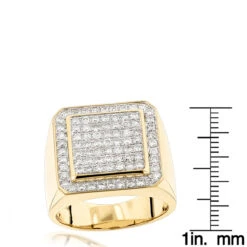 Designer Men's Diamond 14K White Gold Pinky Ring By Luxurman 1.63ct Gold -Its Hot Jewelry Shop designer pinky rings mens diamond gold ring by luxurman 163ct 14k gold rulerye