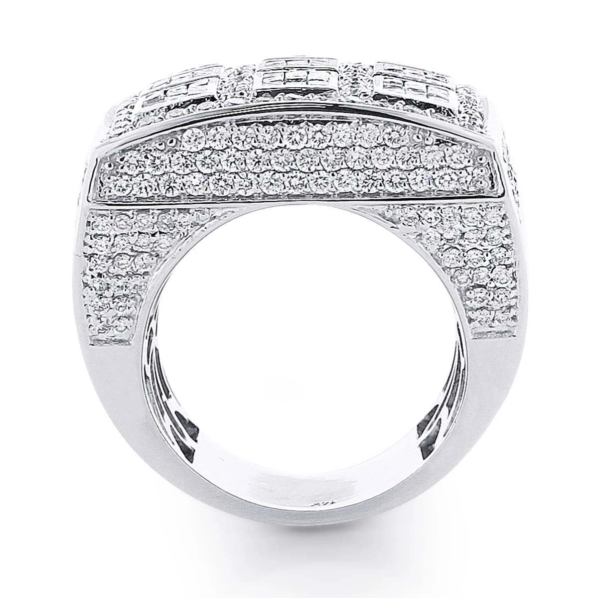 Designer 14K White Gold Tic Tac Toe Diamond Ring 9.36ct 6 Designer 14K White Gold Tic Tac Toe Diamond Ring 9.36ct - Image 4