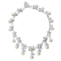 Designer South Sea Pearl And Diamond Necklace Flower Design 18K White Gold 7 Designer South Sea Pearl And Diamond Necklace Flower Design 18K White Gold -Its Hot Jewelry Shop designer south sea pearl and diamond necklace flower design 18k gold backwh