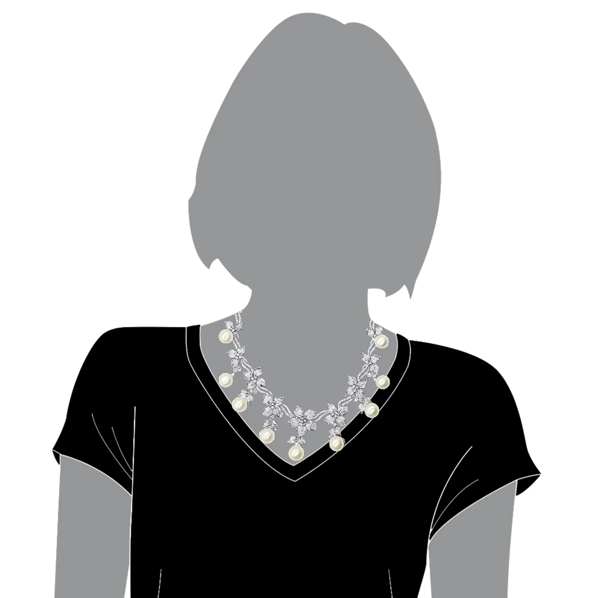 Designer South Sea Pearl And Diamond Necklace Flower Design 18K White Gold 5 Designer South Sea Pearl And Diamond Necklace Flower Design 18K White Gold - Image 3