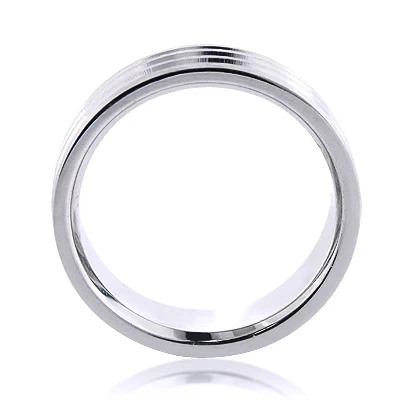 Designer Three Lines Solid Platinum Men's Wedding Band 6 Designer Three Lines Solid Platinum Men's Wedding Band - Image 4