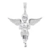 Diamond Baby Angel Pendant For Men 10K White Gold By Luxurman 0.5ct -Its Hot Jewelry Shop diamond baby angel pendant for men in solid 10k gold by luxurman 05ct mainwh