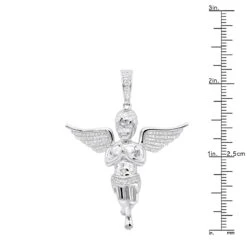 Diamond Baby Angel Pendant For Men 10K White Gold By Luxurman 0.5ct -Its Hot Jewelry Shop diamond baby angel pendant for men in solid 10k gold by luxurman 05ct rulerwh