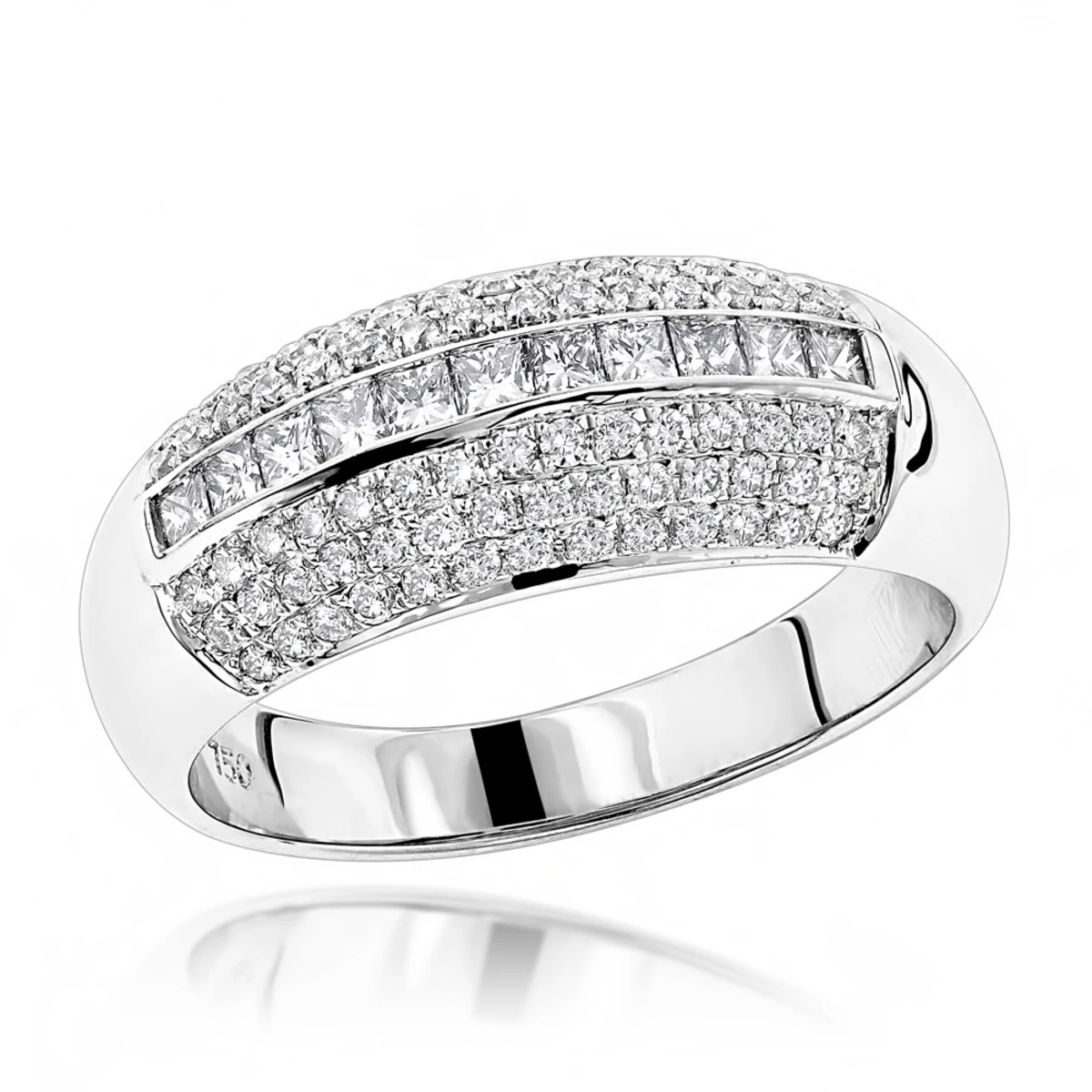 Unique Diamond Bands 18K White Gold Women's Diamond Ring 0.60ct 3 Unique Diamond Bands 18K White Gold Women's Diamond Ring 0.60ct