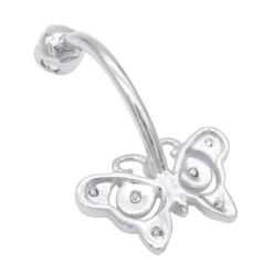 14K Rose Gold Real Diamond Butterfly Belly Ring -Its Hot Jewelry Shop diamond body jewelry 14k diamond butterfly belly ring p 6916 backwh