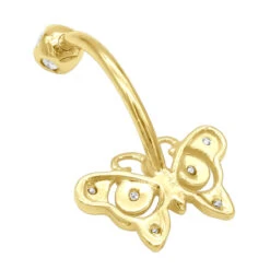14K Rose Gold Real Diamond Butterfly Belly Ring -Its Hot Jewelry Shop diamond body jewelry 14k diamond butterfly belly ring p 6916 backye