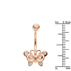 14K Rose Gold Real Diamond Butterfly Belly Ring -Its Hot Jewelry Shop diamond body jewelry 14k diamond butterfly belly ring p 6916 rulerro