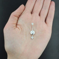 Diamond 14K White Gold Flower Belly Button Ring 0.72ct -Its Hot Jewelry Shop diamond body jewelry flower belly button ring 072ct 14k gold p 47759bod