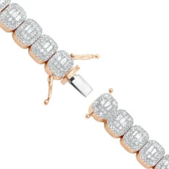 Diamond Bracelet For Women 14K Yellow Gold 8Ct Round And Baguette Diamonds -Its Hot Jewelry Shop diamond bracelet for women 14k gold 8ct round and baguette diamonds 804076 backro