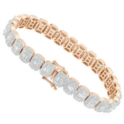 Diamond Bracelet For Women 14K Yellow Gold 8Ct Round And Baguette Diamonds -Its Hot Jewelry Shop diamond bracelet for women 14k gold 8ct round and baguette diamonds 804076 ro